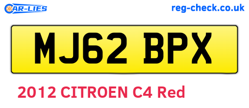 MJ62BPX are the vehicle registration plates.