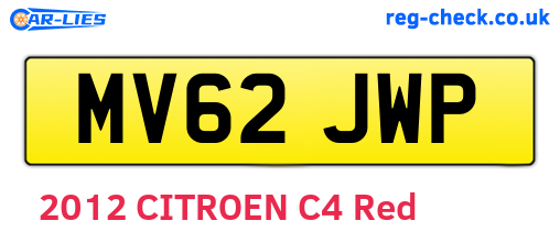 MV62JWP are the vehicle registration plates.