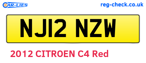NJ12NZW are the vehicle registration plates.