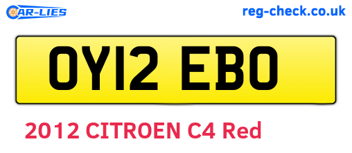 OY12EBO are the vehicle registration plates.