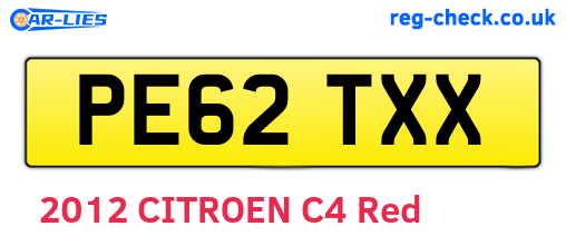 PE62TXX are the vehicle registration plates.