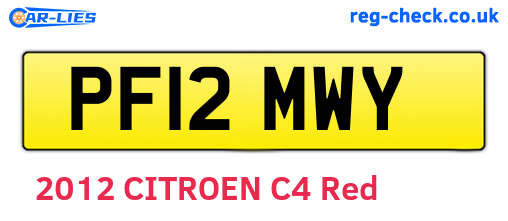 PF12MWY are the vehicle registration plates.
