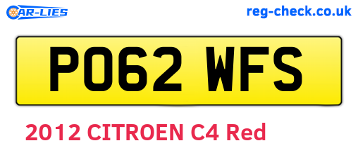 PO62WFS are the vehicle registration plates.