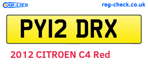 PY12DRX are the vehicle registration plates.