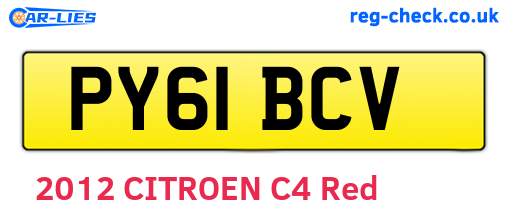 PY61BCV are the vehicle registration plates.