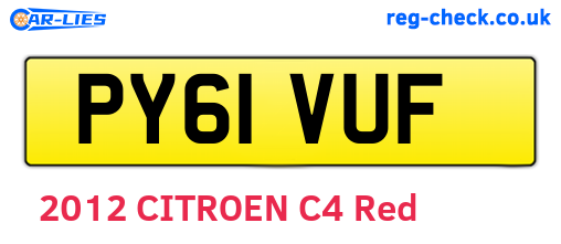 PY61VUF are the vehicle registration plates.