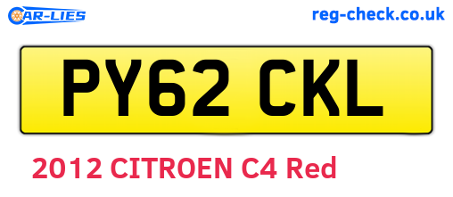 PY62CKL are the vehicle registration plates.