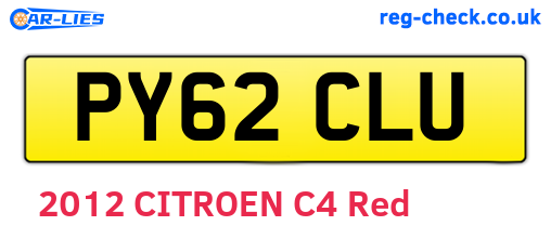 PY62CLU are the vehicle registration plates.