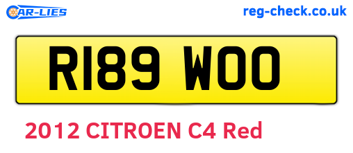 R189WOO are the vehicle registration plates.