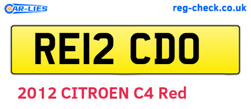 RE12CDO are the vehicle registration plates.