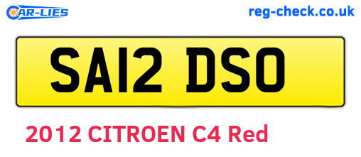 SA12DSO are the vehicle registration plates.