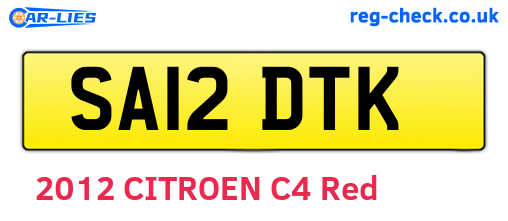 SA12DTK are the vehicle registration plates.