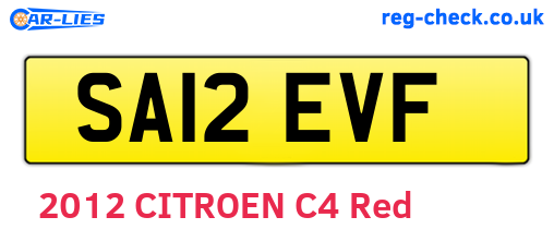 SA12EVF are the vehicle registration plates.
