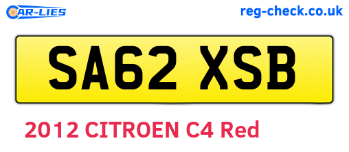 SA62XSB are the vehicle registration plates.