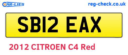 SB12EAX are the vehicle registration plates.