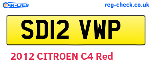 SD12VWP are the vehicle registration plates.