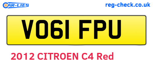 VO61FPU are the vehicle registration plates.