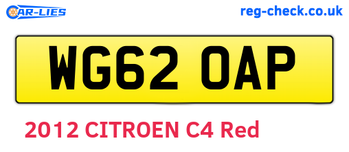 WG62OAP are the vehicle registration plates.