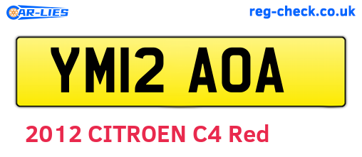 YM12AOA are the vehicle registration plates.