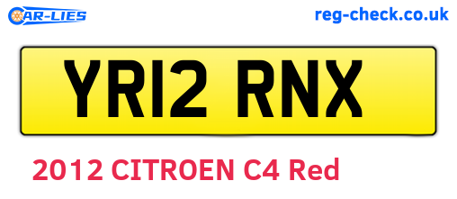 YR12RNX are the vehicle registration plates.