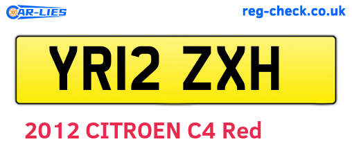 YR12ZXH are the vehicle registration plates.