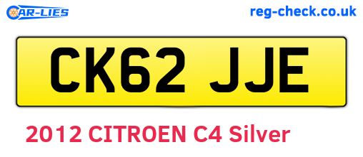 CK62JJE are the vehicle registration plates.