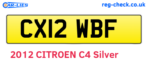 CX12WBF are the vehicle registration plates.