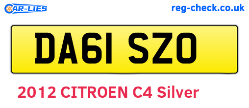 DA61SZO are the vehicle registration plates.