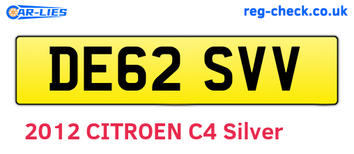 DE62SVV are the vehicle registration plates.