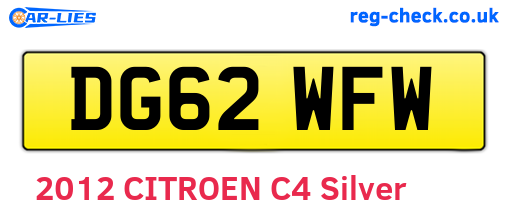 DG62WFW are the vehicle registration plates.