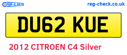 DU62KUE are the vehicle registration plates.