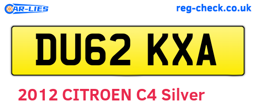 DU62KXA are the vehicle registration plates.