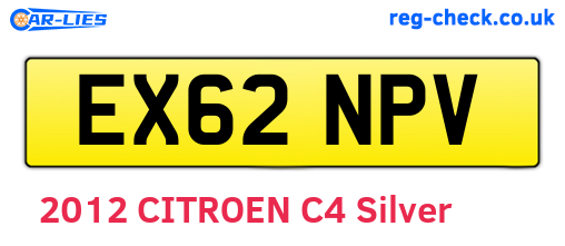 EX62NPV are the vehicle registration plates.
