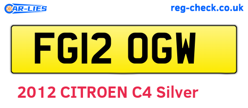 FG12OGW are the vehicle registration plates.