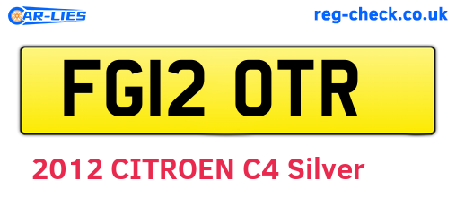 FG12OTR are the vehicle registration plates.