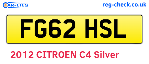 FG62HSL are the vehicle registration plates.