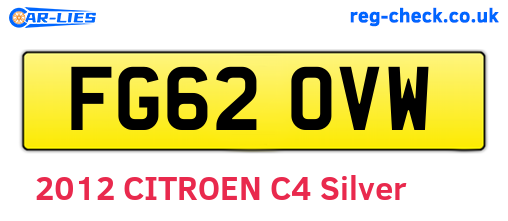 FG62OVW are the vehicle registration plates.
