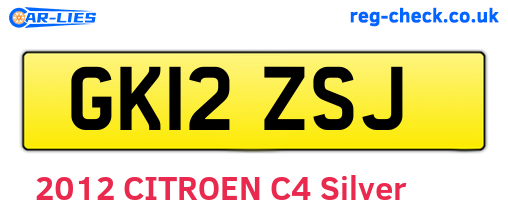 GK12ZSJ are the vehicle registration plates.