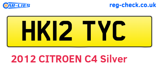 HK12TYC are the vehicle registration plates.