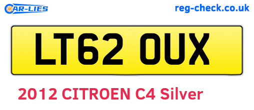 LT62OUX are the vehicle registration plates.