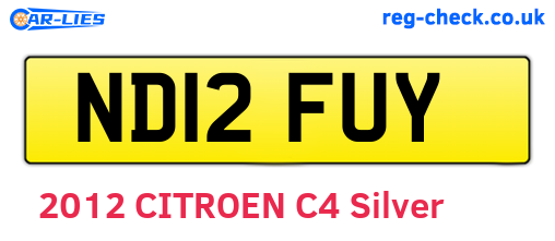 ND12FUY are the vehicle registration plates.