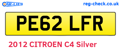 PE62LFR are the vehicle registration plates.