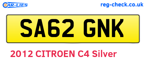 SA62GNK are the vehicle registration plates.