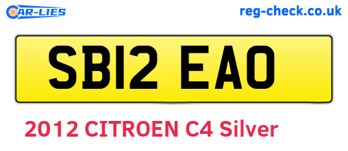 SB12EAO are the vehicle registration plates.