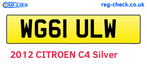 WG61ULW are the vehicle registration plates.