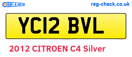 YC12BVL are the vehicle registration plates.