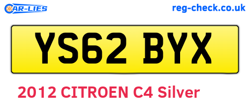 YS62BYX are the vehicle registration plates.