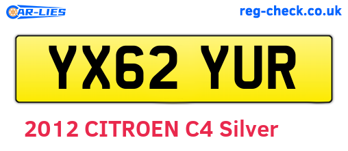 YX62YUR are the vehicle registration plates.