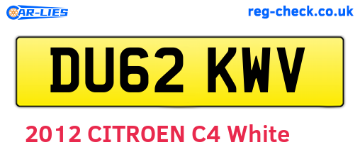 DU62KWV are the vehicle registration plates.
