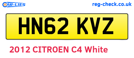 HN62KVZ are the vehicle registration plates.